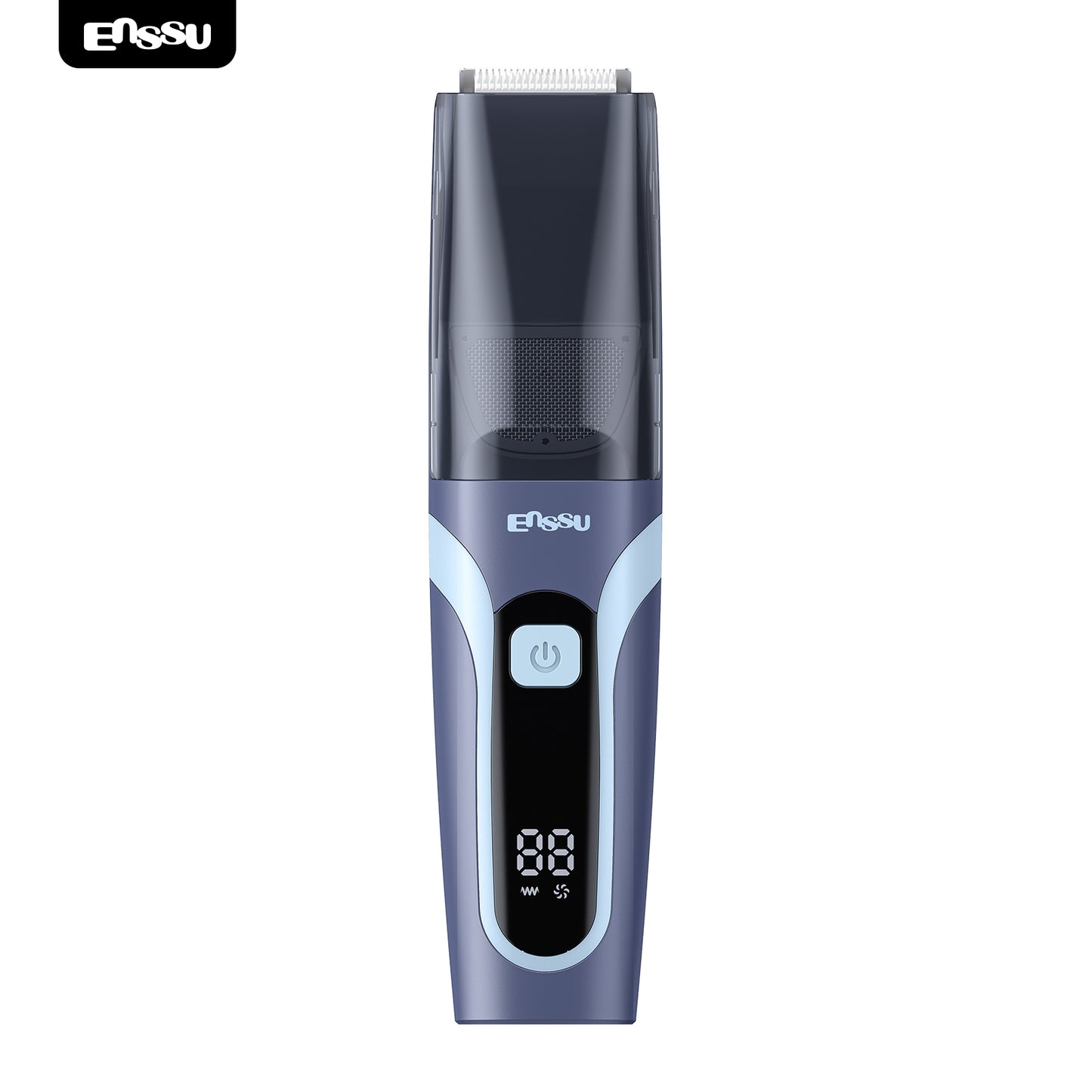 Vacuum Beard Trimmer – Blue, 1-20mm Combs, LCD Display, IPX7 Waterproof