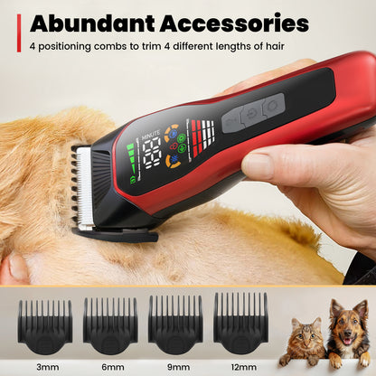 Professional Pet Hair Clipper – 50mm Wide Blade, 6500RPM Powerful Motor, Large LCD Display, Skin-Safe Design