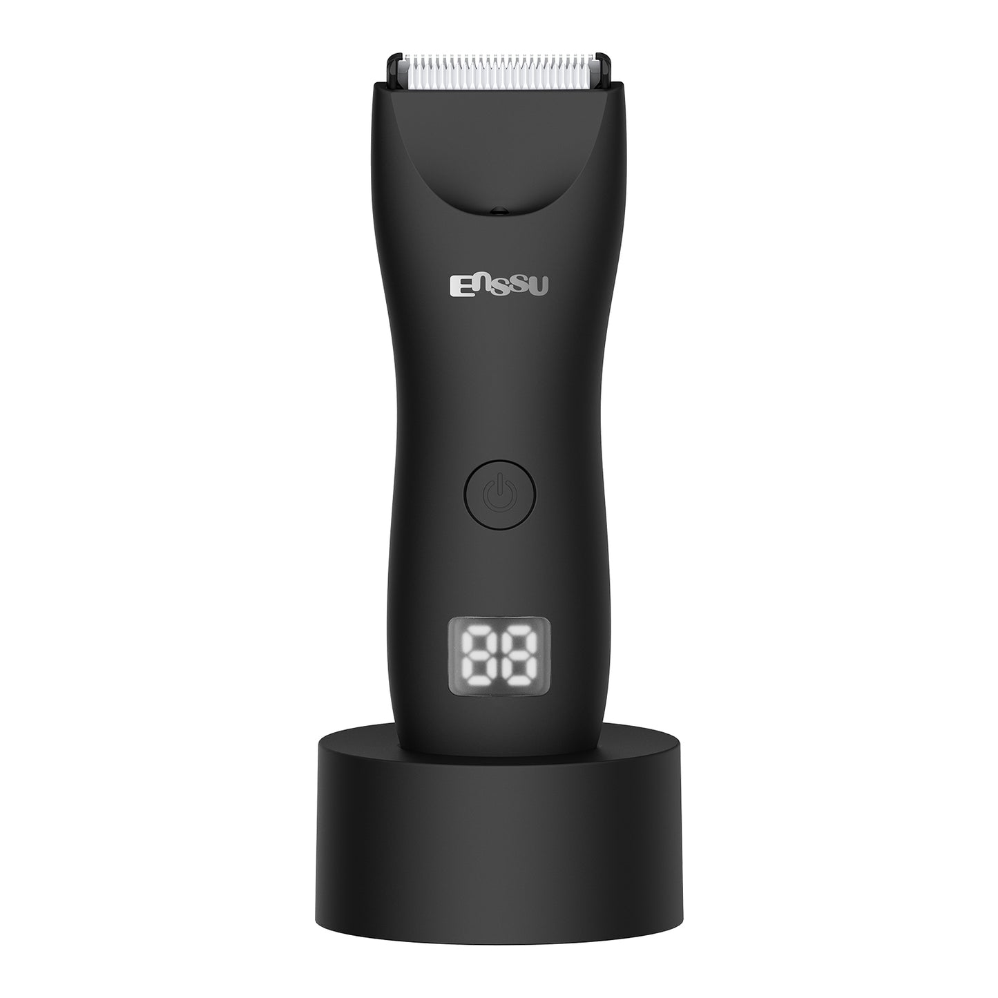 Men's Body Trimmer – Black Waterproof, Ceramic Blade For Groin & Body, LED Light, LCD Display & Dock