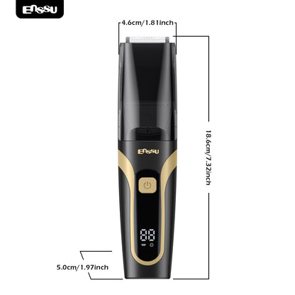 Vacuum Beard Trimmer – Yellow, 1-20mm Combs, LCD Display, IPX7 Waterproof