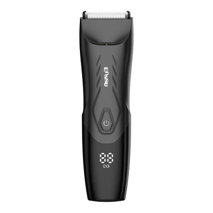 Men’s Body Trimmer – Safe Cut-Preventing Blade, IPX7 Waterproof, LED Spotlight, LCD Display & Charging Dock – Black