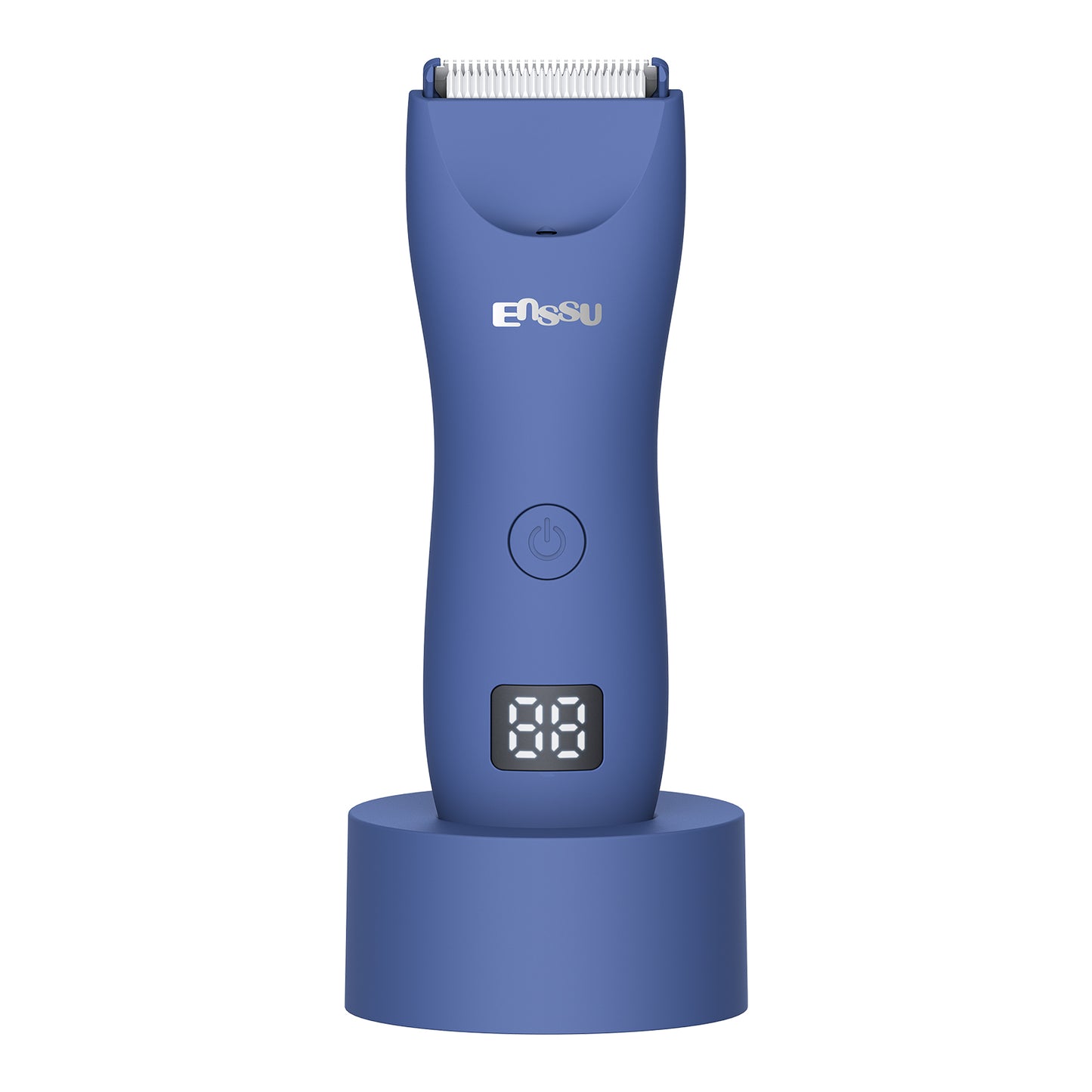 Men's Body Trimmer – Blue Waterproof, Ceramic Blade For Groin & Body, LED Light, LCD Display & Dock