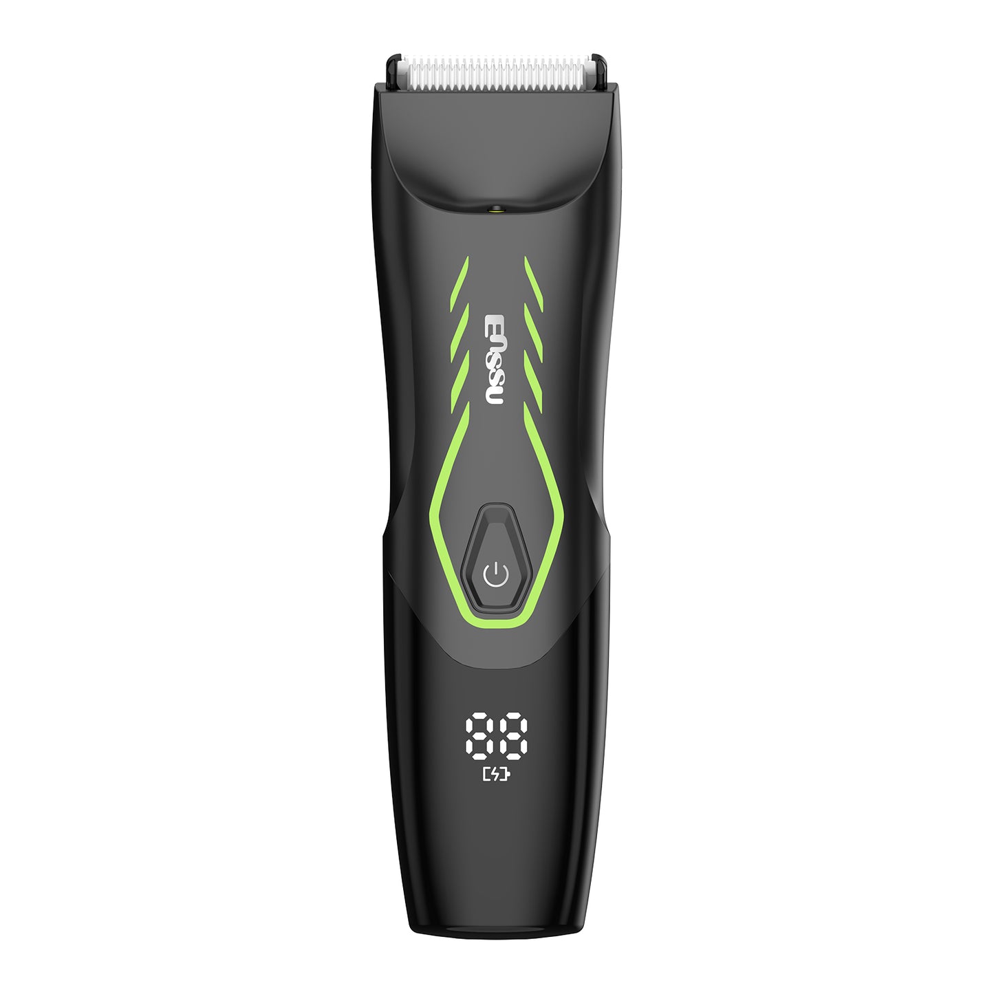 Men’s Body Trimmer – Safe Cut-Preventing Blade, IPX7 Waterproof, LED Spotlight, LCD Display & Charging Dock – Green