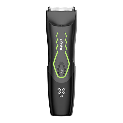 Men’s Body Trimmer – Safe Cut-Preventing Blade, IPX7 Waterproof, LED Spotlight, LCD Display & Charging Dock – Green