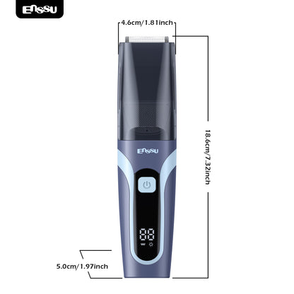 Vacuum Beard Trimmer – Blue, 1-20mm Combs, LCD Display, IPX7 Waterproof