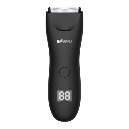 Men's Body Trimmer – Black Waterproof, Ceramic Blade For Groin & Body, LED Light, LCD Display & Dock