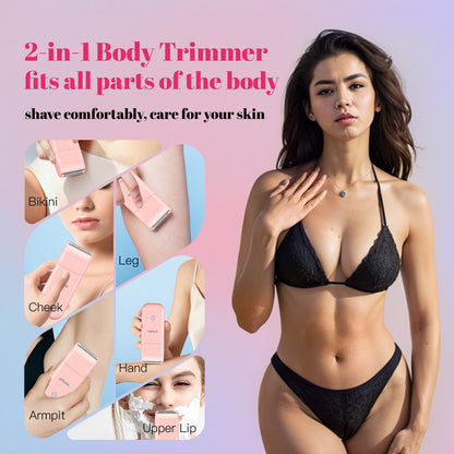2-in-1 Waterproof Bikini Trimmer for Women – Dual Ceramic Blades & Spotlight