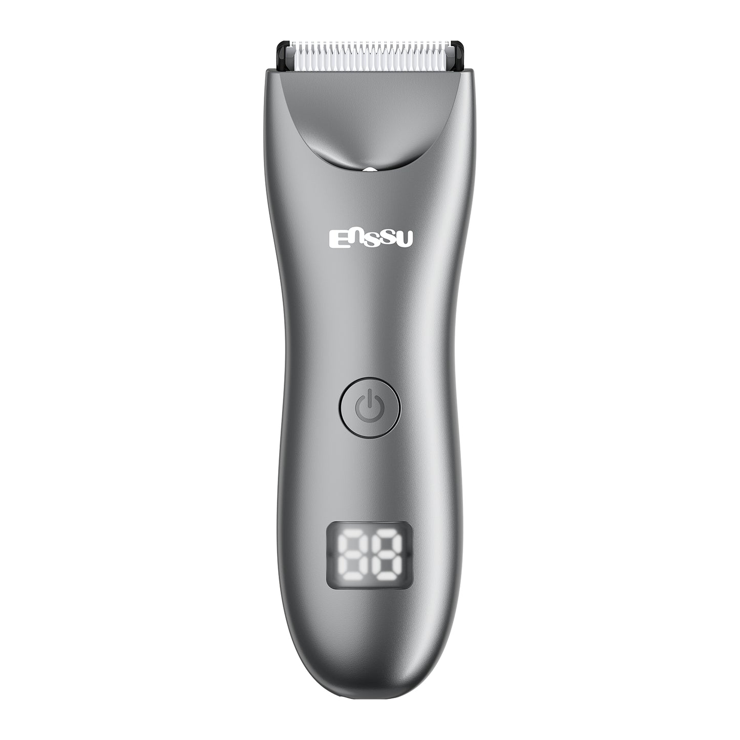 Men's Body Trimmer – Silver Waterproof, Ceramic Blade For Groin & Body, LED Light, LCD Display & Dock