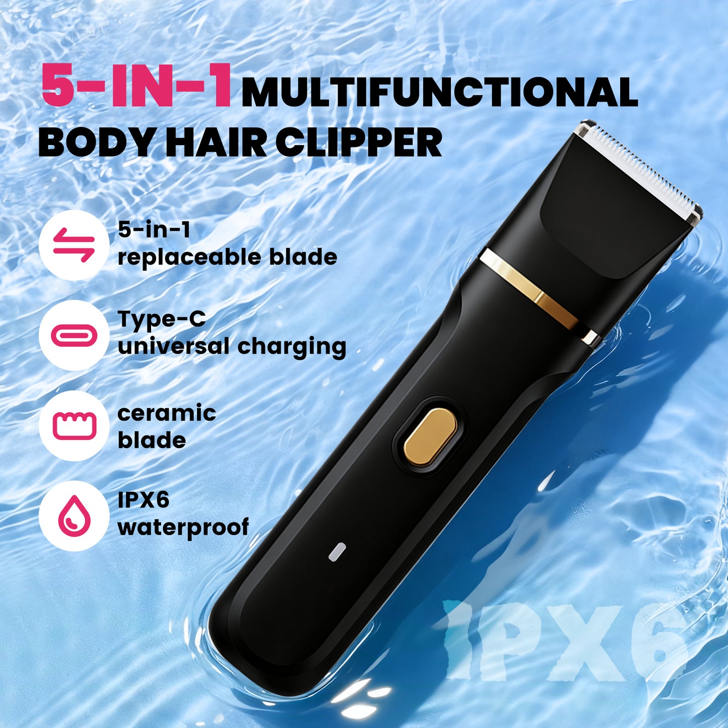 5-in-1 Women’s Body Hair Trimmer Set – Multi-Functional Grooming Kit (Black)