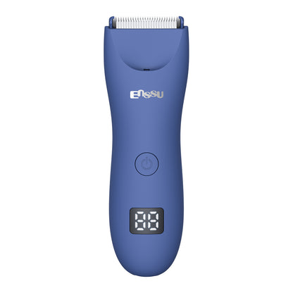 Men's Body Trimmer – Blue Waterproof, Ceramic Blade For Groin & Body, LED Light, LCD Display & Dock