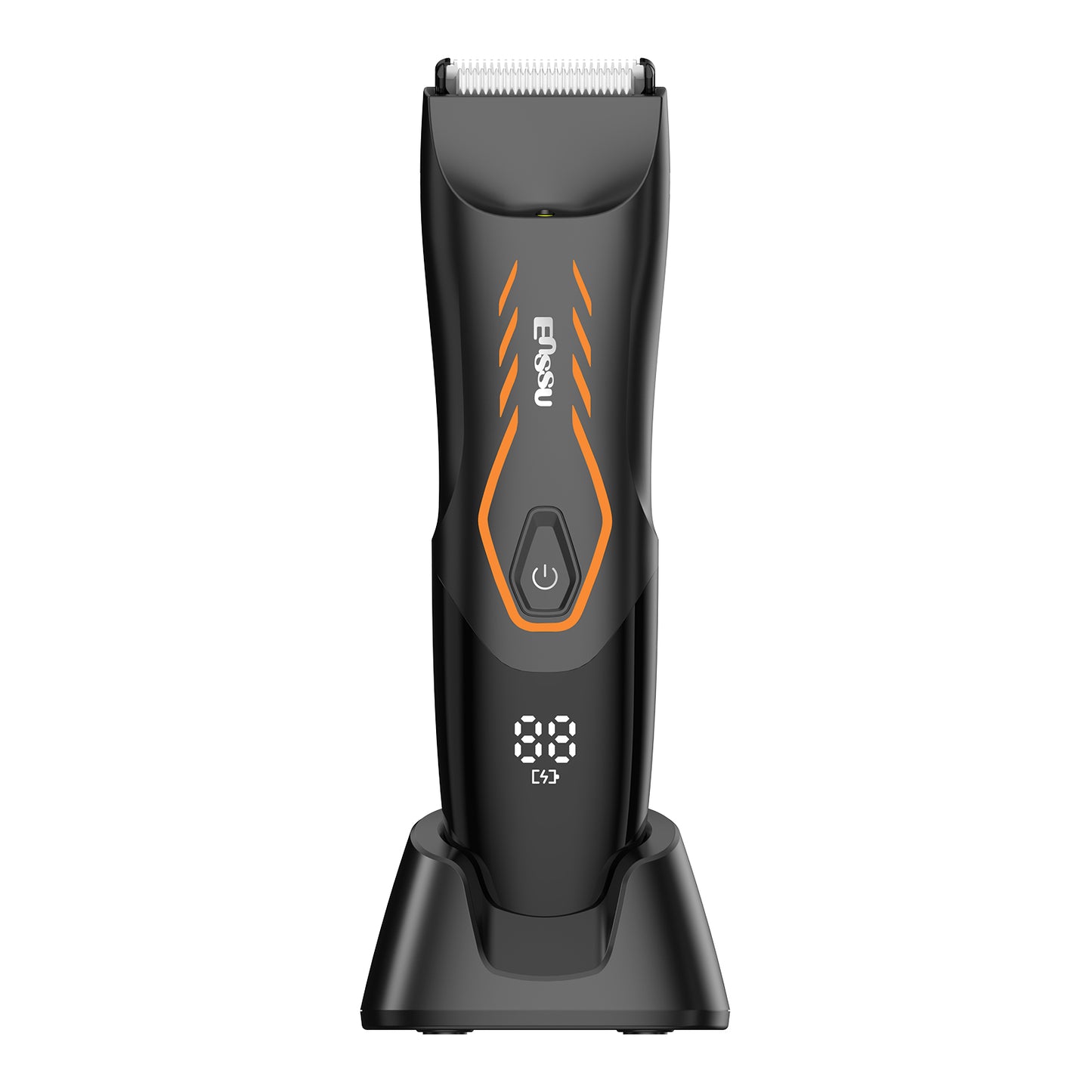 Men’s Body Trimmer – Safe Cut-Preventing Blade, IPX7 Waterproof, LED Spotlight, LCD Display & Charging Dock – Black
