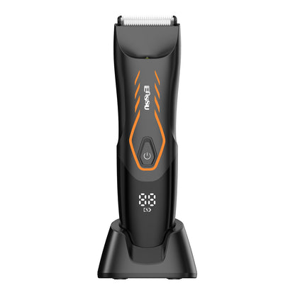 Men’s Body Trimmer – Safe Cut-Preventing Blade, IPX7 Waterproof, LED Spotlight, LCD Display & Charging Dock – Black