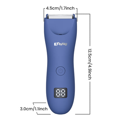 Men's Body Trimmer – Blue Waterproof, Ceramic Blade For Groin & Body, LED Light, LCD Display & Dock