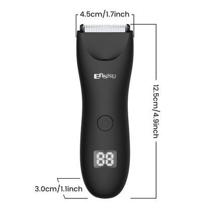 Men's Body Trimmer – Black Waterproof, Ceramic Blade For Groin & Body, LED Light, LCD Display & Dock