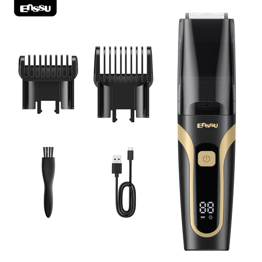 Vacuum Beard Trimmer – Yellow, 1-20mm Combs, LCD Display, IPX7 Waterproof