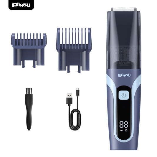 Vacuum Beard Trimmer – Blue, 1-20mm Combs, LCD Display, IPX7 Waterproof