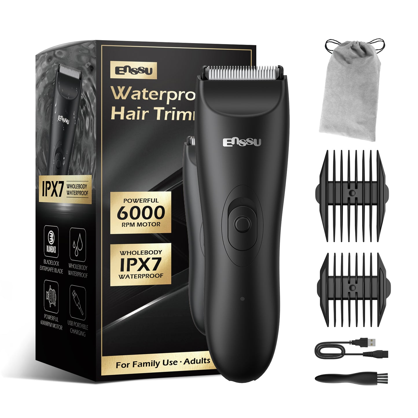 Men's Body Trimmer - Cut-Preventing Blade, IPX7 Waterproof
