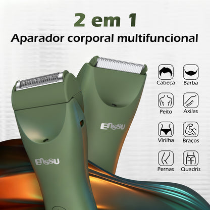 2-in-1 Men's Body Trimmer Dual Blade Kit – Waterproof, Ceramic Blade, LED Light, LCD Display & Dock
