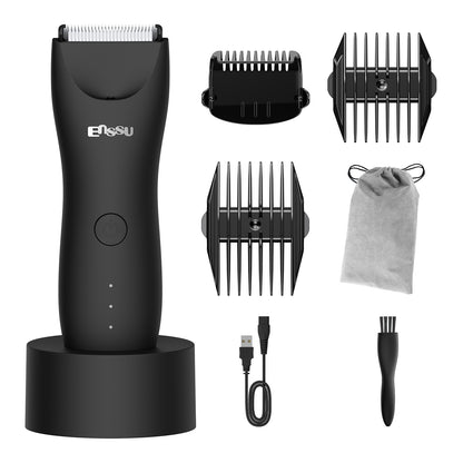 Men’s Body Trimmer Black – Waterproof, Ceramic Blade, LED Light & Dock
