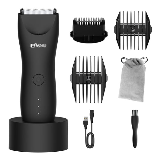 Men’s Body Trimmer Black – Waterproof, Ceramic Blade, LED Light & Dock