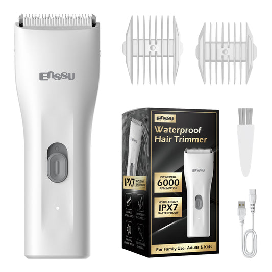 Mini Electric Hair Clipper – White | IPX7 Waterproof with Ceramic Safe Blade