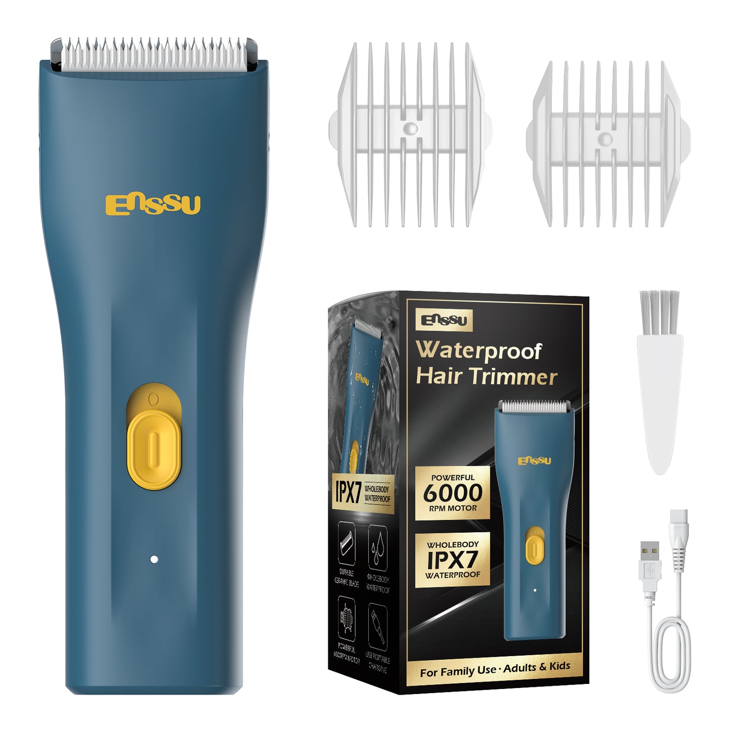 Mini Electric Hair Clipper – Blue | IPX7 Waterproof with Ceramic Safe Blade