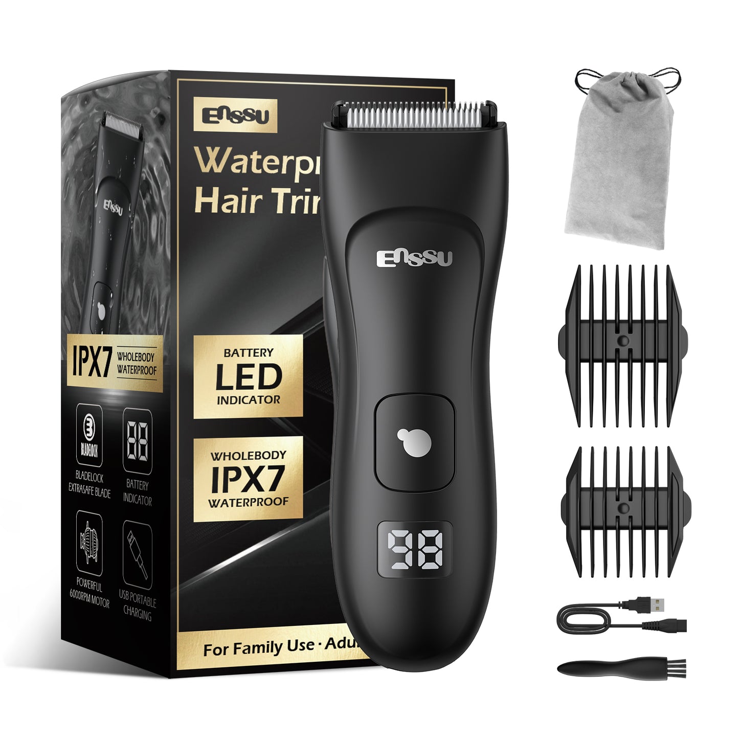Mini Men's Body Trimmer - Cut-Preventing Blade, IPX7 Waterproof & LCD Display