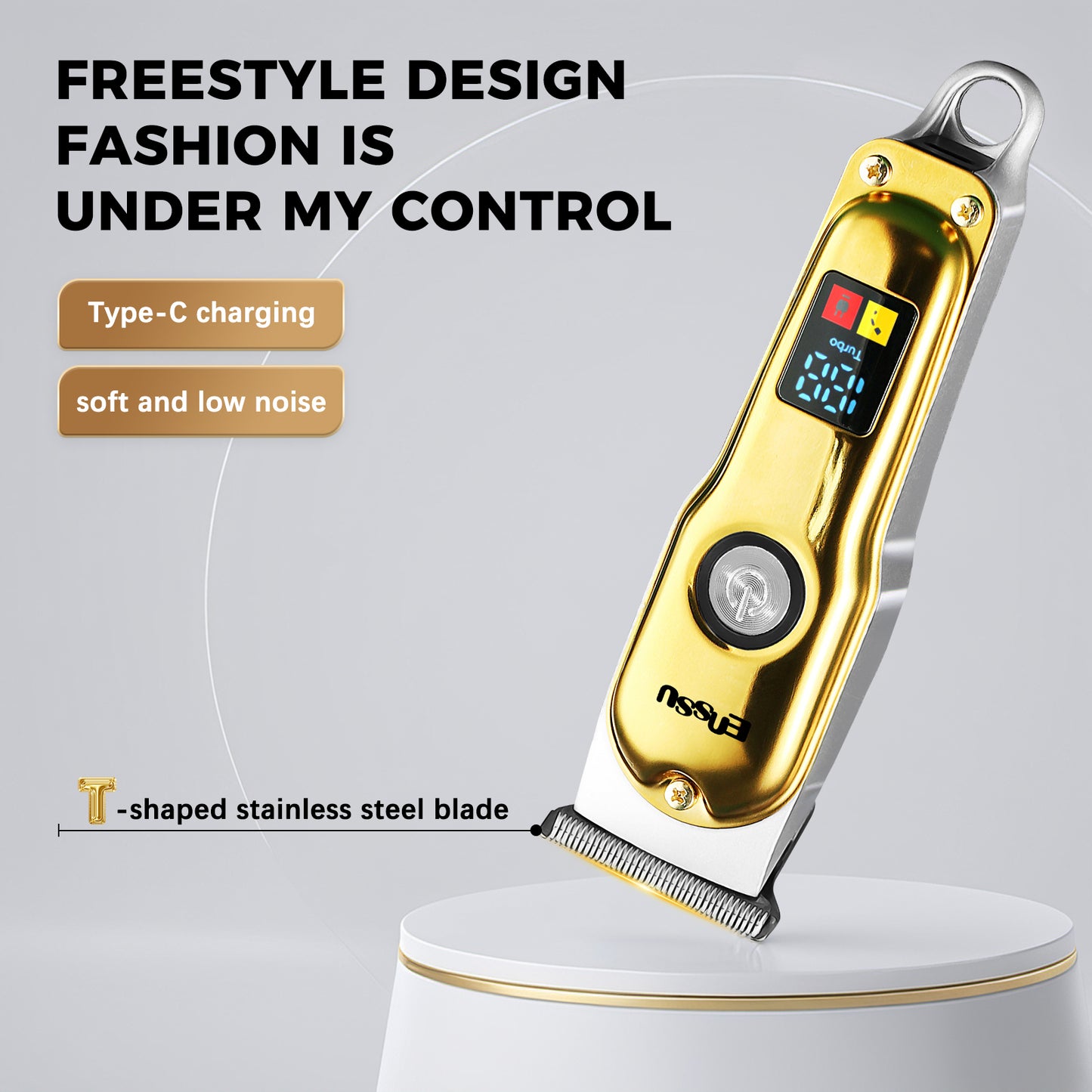 Pro Hair Trimmer – T-Shape Stainless Blade, 6800RPM Dual-Speed Motor