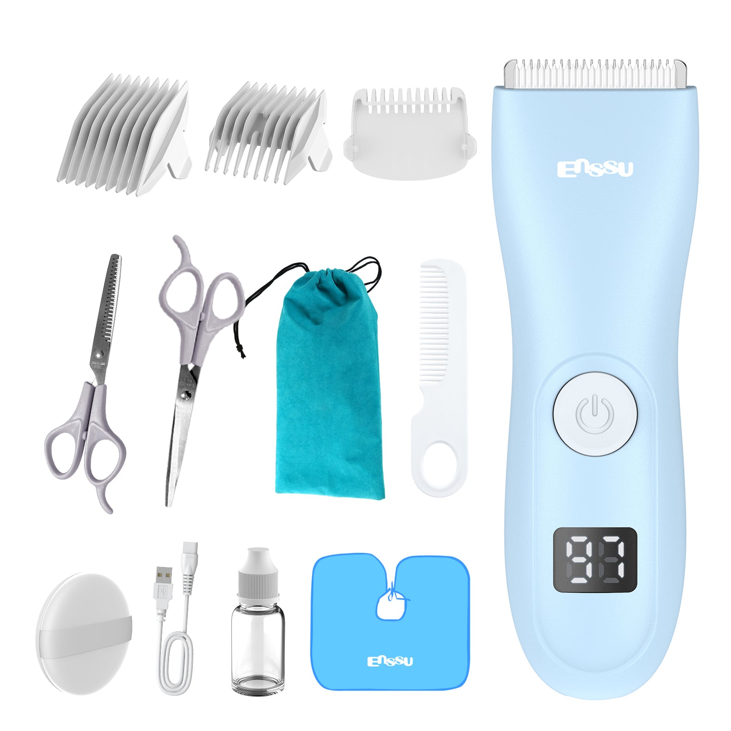 Baby Hair Clipper – Safe Ceramic Blade, Low Noise, LCD Display, IPX7 Waterproof