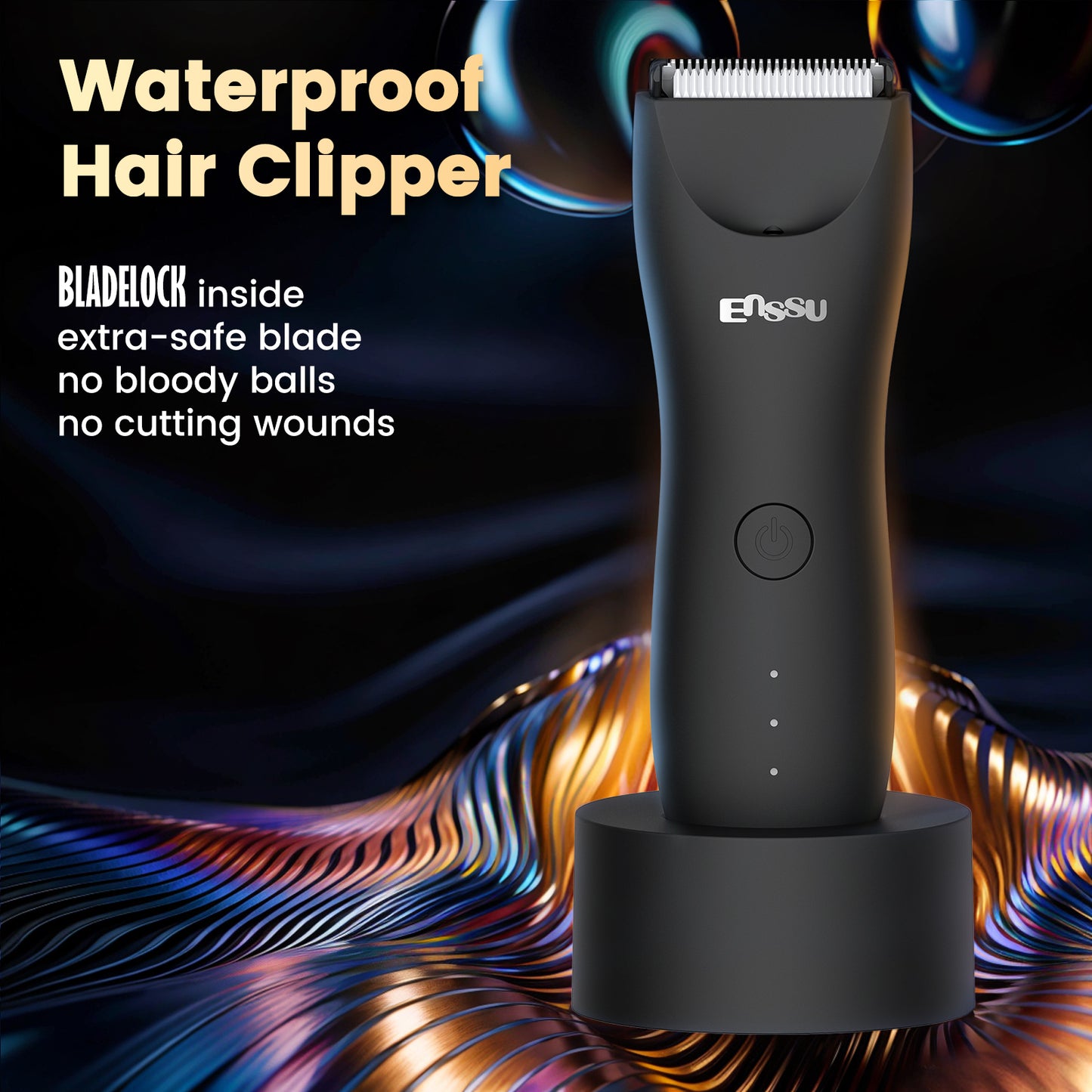 Men’s Body Trimmer Black – Waterproof, Ceramic Blade, LED Light & Dock