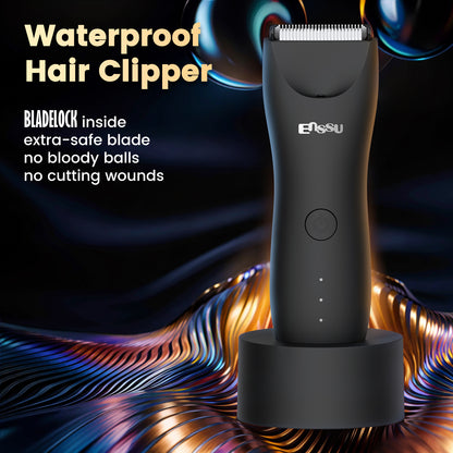 Men’s Body Trimmer Black – Waterproof, Ceramic Blade, LED Light & Dock