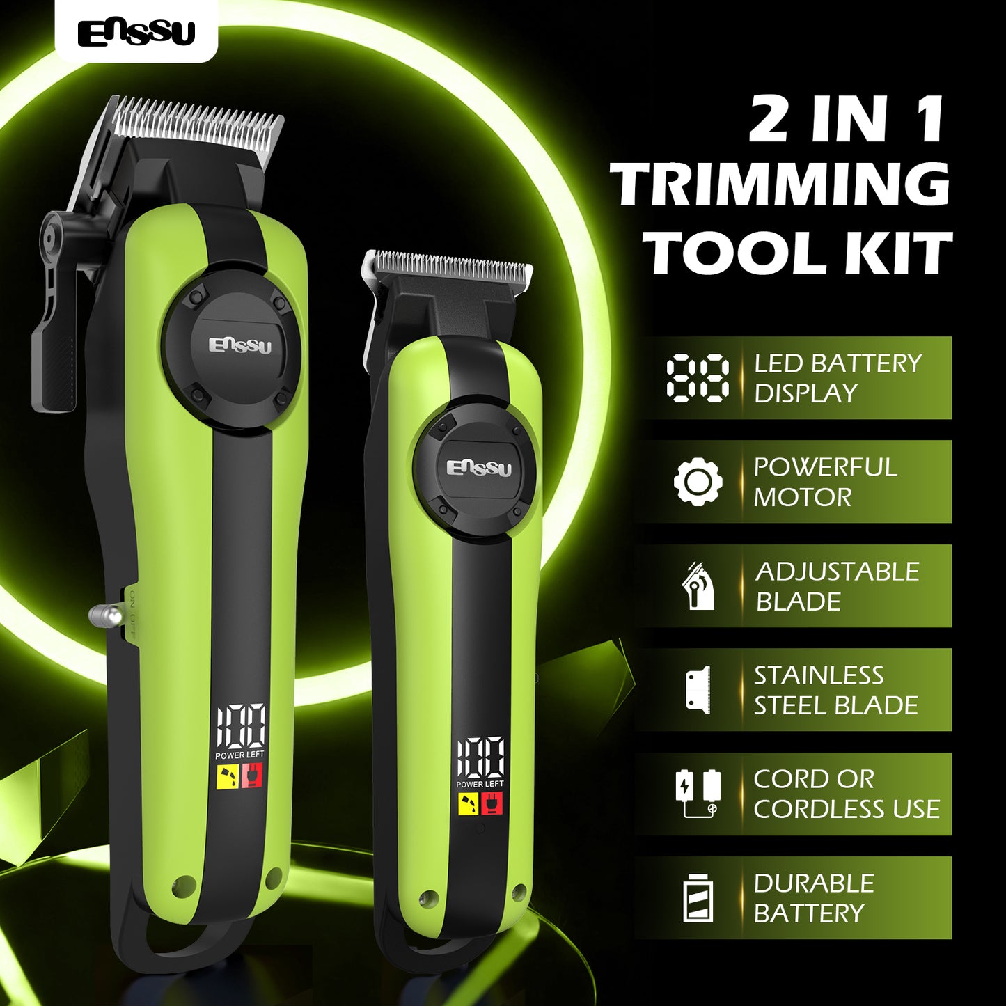 2-in-1 Professional Hair Trimmer Kit – Electric Clipper Grooming Set