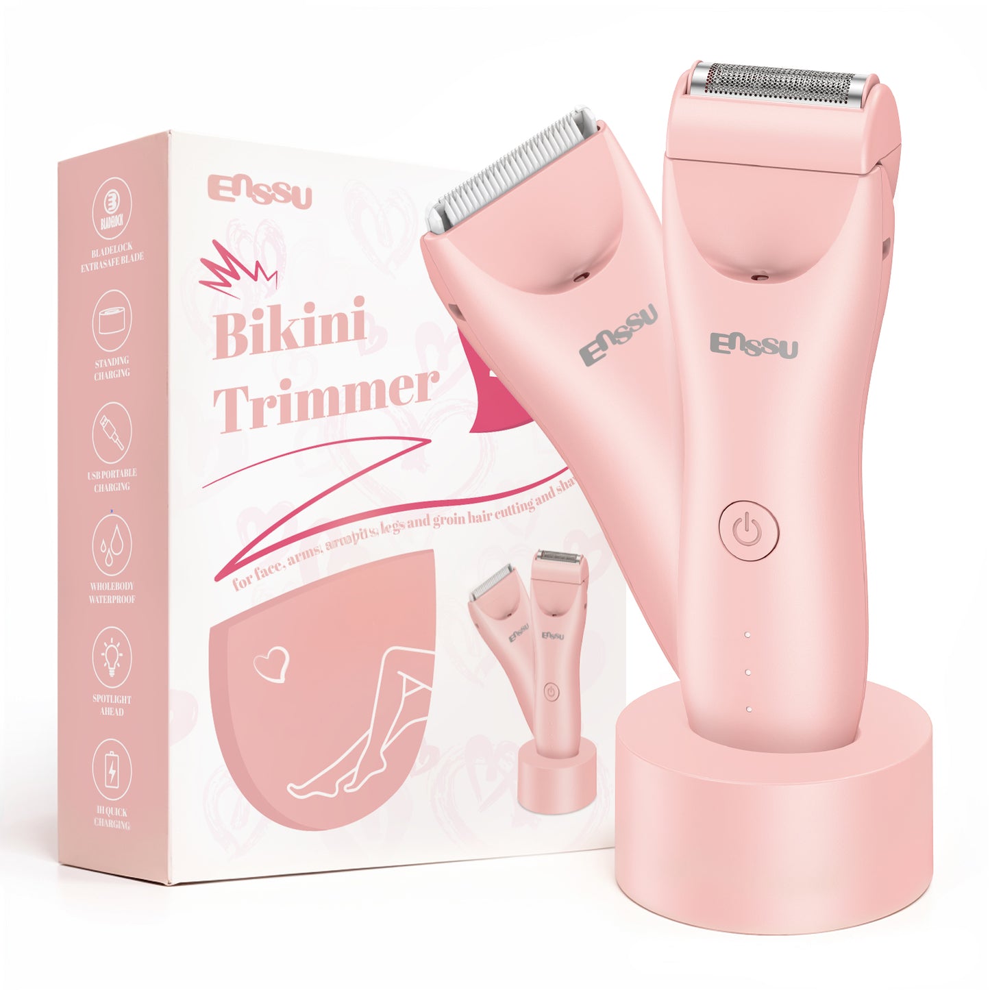 Lady 2-in-1 Bikini Trimmer with Safe Ceramic Blade – Waterproof & Spotlight