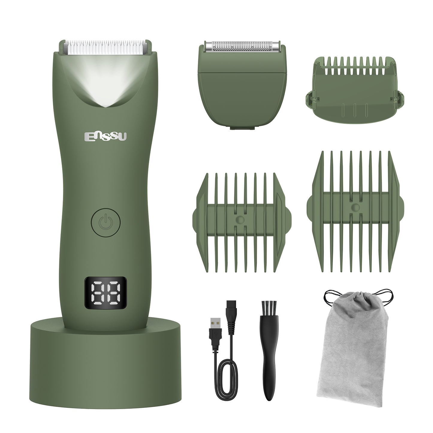 2-in-1 Men's Body Trimmer Dual Blade Kit – Waterproof, Ceramic Blade, LED Light, LCD Display & Dock