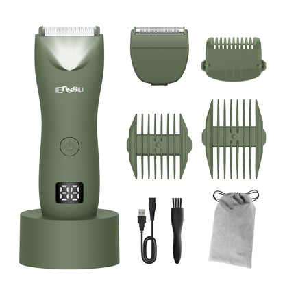 2-in-1 Men's Body Trimmer Dual Blade Kit – Waterproof, Ceramic Blade, LED Light, LCD Display & Dock