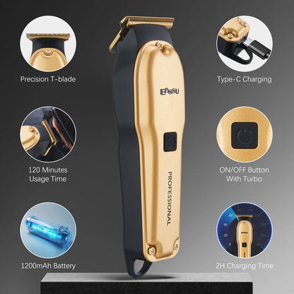 Pro Hair Trimmer – T-Shape Stainless Blade, 6800RPM Dual-Speed Motor