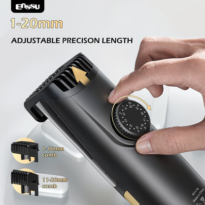 Vacuum Beard Trimmer – Yellow, 1-20mm Combs, LCD Display, IPX7 Waterproof