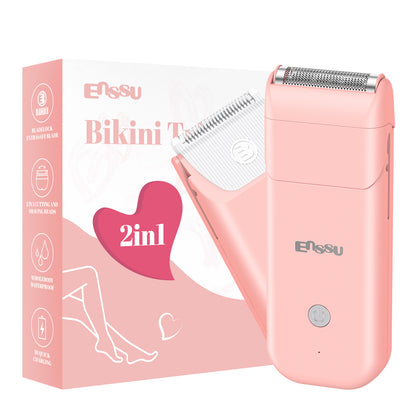 2-in-1 Waterproof Bikini Trimmer for Women – Dual Ceramic Blades & Spotlight