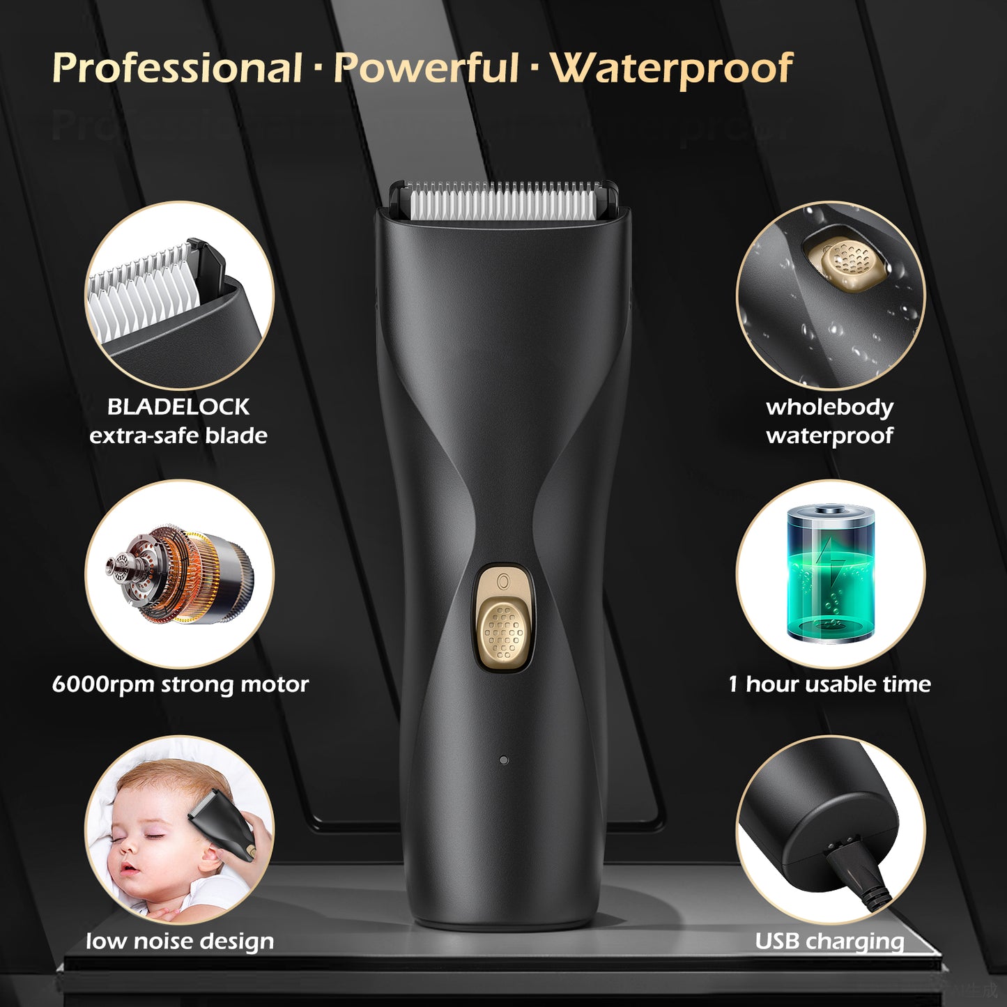 Mini Electric Hair Clipper – IPX7 Waterproof with Ceramic Safe Blade