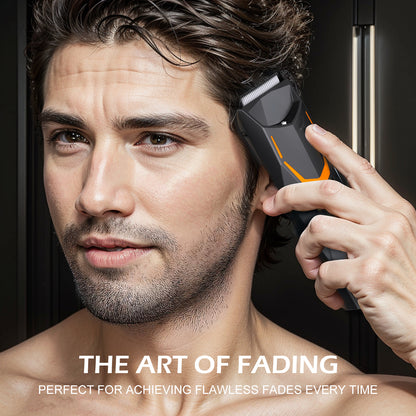 Men's Body Trimmer - Cut-Preventing Blade, IPX7 Waterproof, Spotlight, LCD Display & Dock
