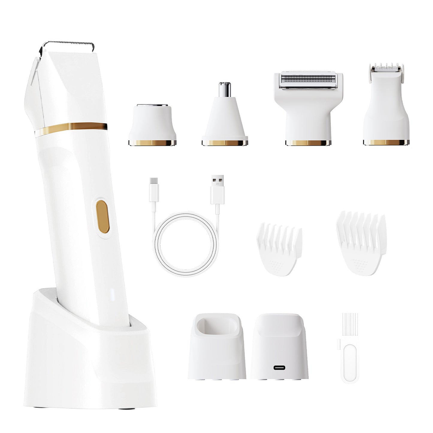 5-in-1 Women’s Body Hair Trimmer Set – Multi-Functional Grooming Kit (White)