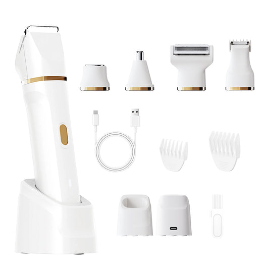 5-in-1 Women’s Body Hair Trimmer Set – Multi-Functional Grooming Kit (White)