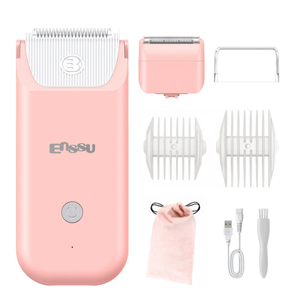 2-in-1 Waterproof Bikini Trimmer for Women – Dual Ceramic Blades & Spotlight
