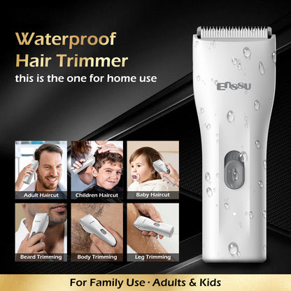 Mini Electric Hair Clipper – White | IPX7 Waterproof with Ceramic Safe Blade