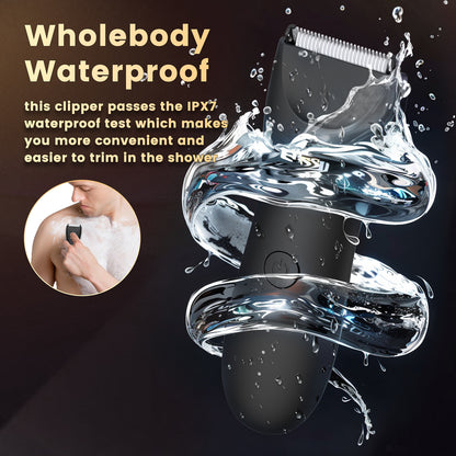 Men’s Body Trimmer Black – Waterproof, Ceramic Blade, LED Light & Dock
