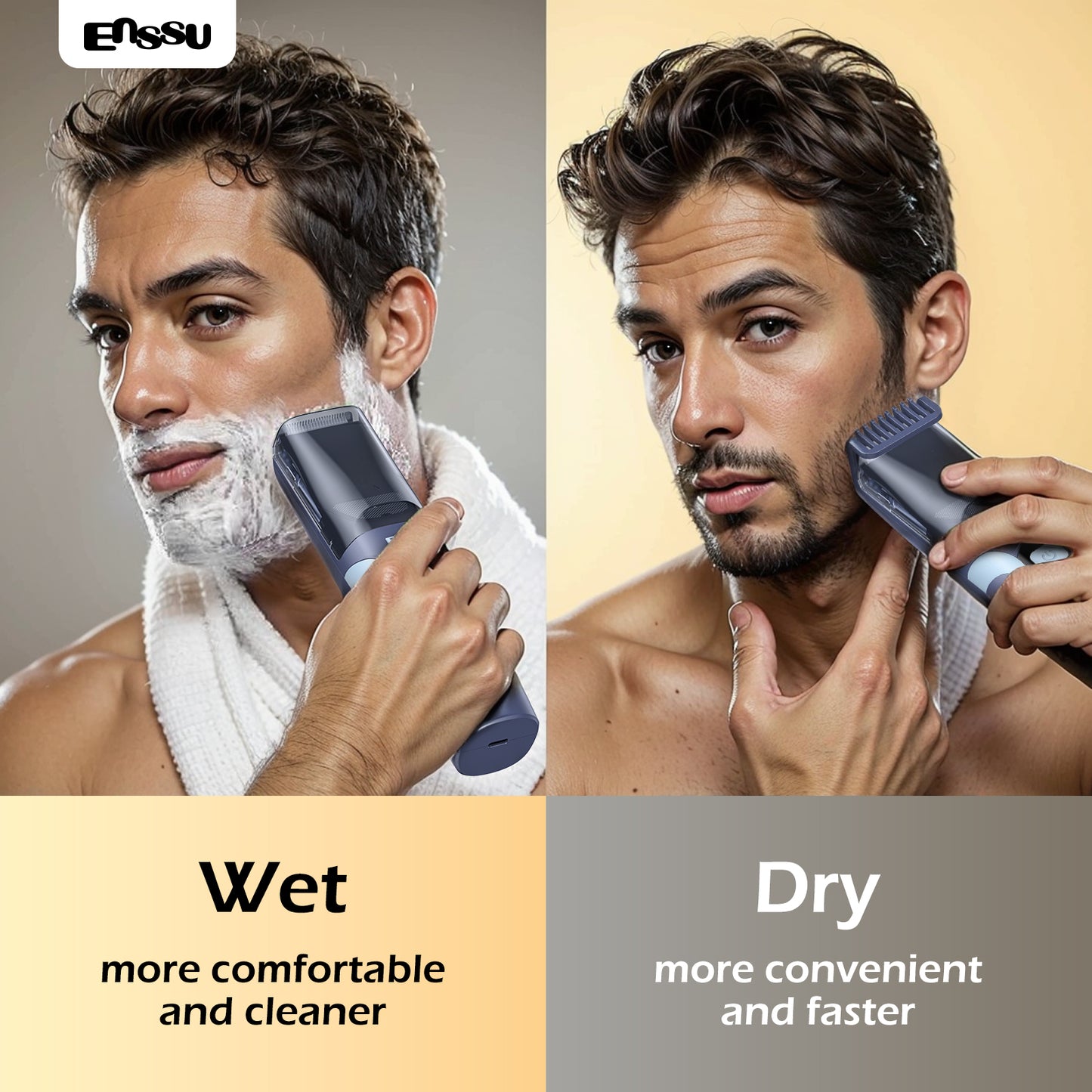 Vacuum Beard Trimmer – Blue, 1-20mm Combs, LCD Display, IPX7 Waterproof