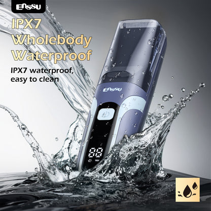 Vacuum Beard Trimmer – Blue, 1-20mm Combs, LCD Display, IPX7 Waterproof