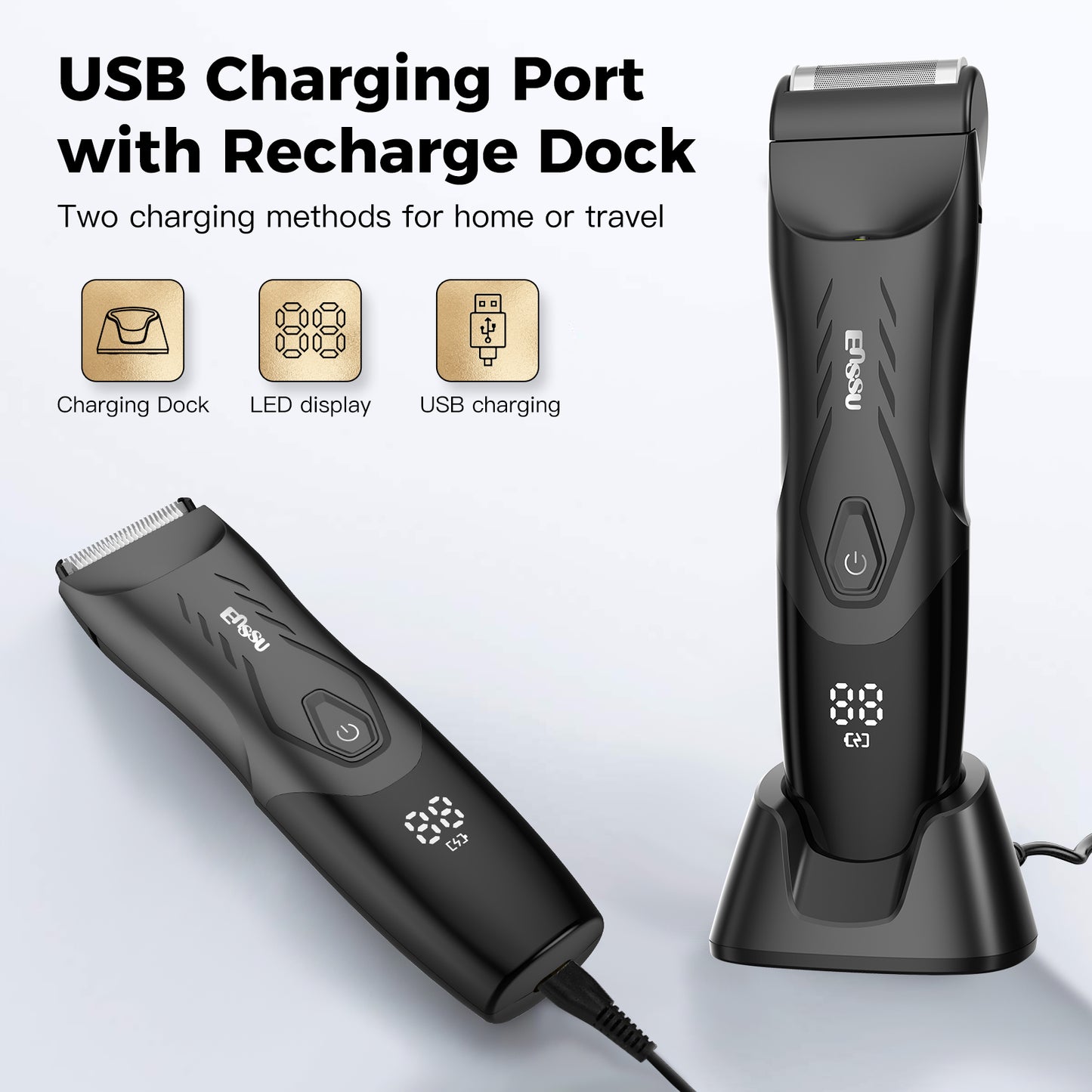 Waterproof Grooming Kit – Trim & Shave with LCD Display & Charging Base