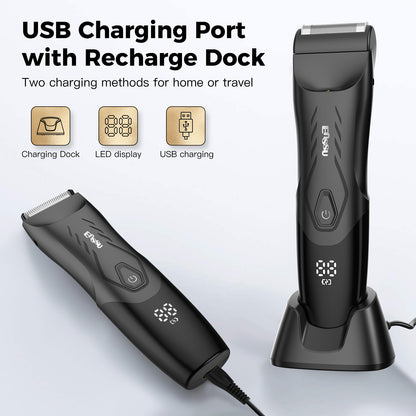 Waterproof Grooming Kit – Trim & Shave with LCD Display & Charging Base