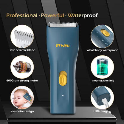 Mini Electric Hair Clipper – Blue | IPX7 Waterproof with Ceramic Safe Blade